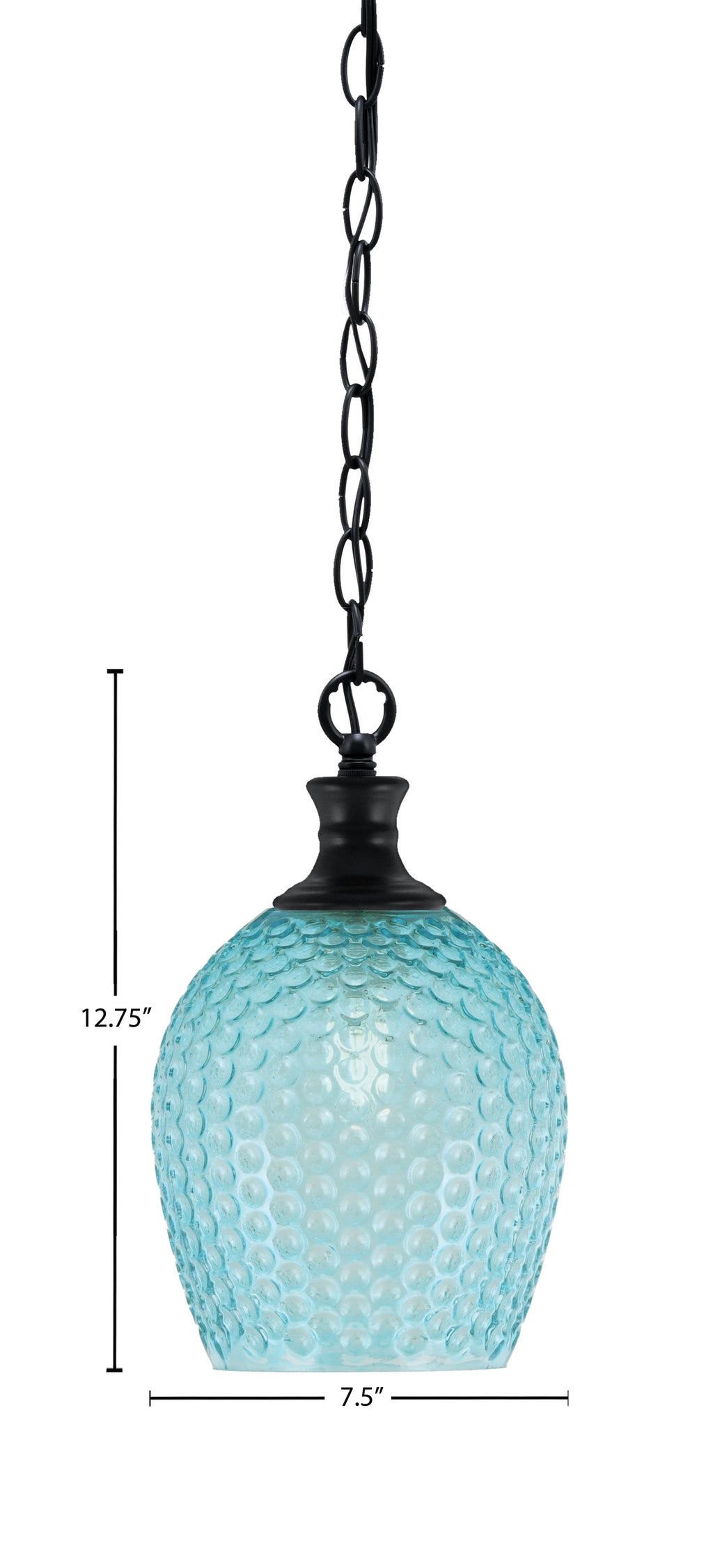 Zola One Light Pendant in Matte Black with 7.5" Turquoise Textured Shade