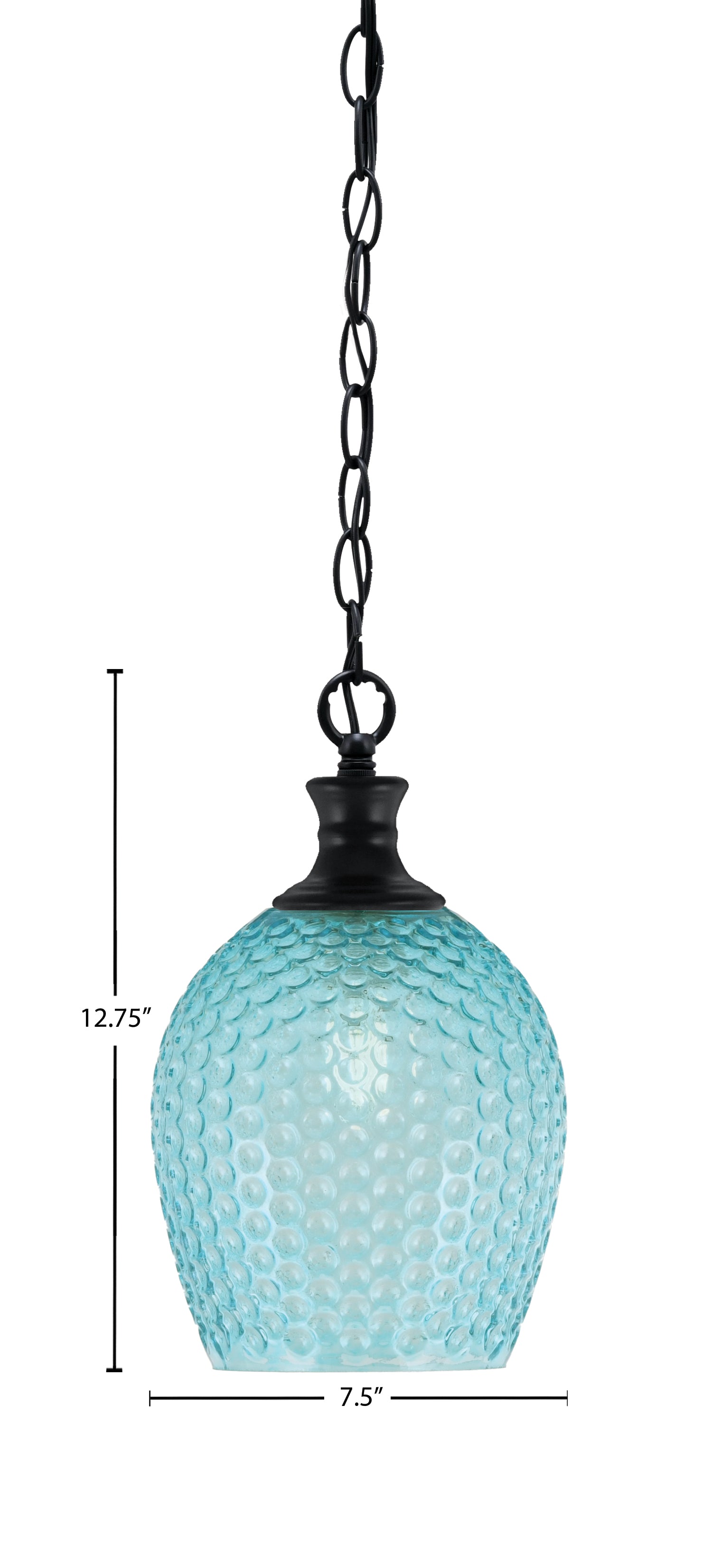 Zola One Light Pendant in Matte Black with 7.5" Turquoise Textured Shade