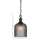 Zola One Light Pendant in Matte Black with 7" Smoke Textured Shade