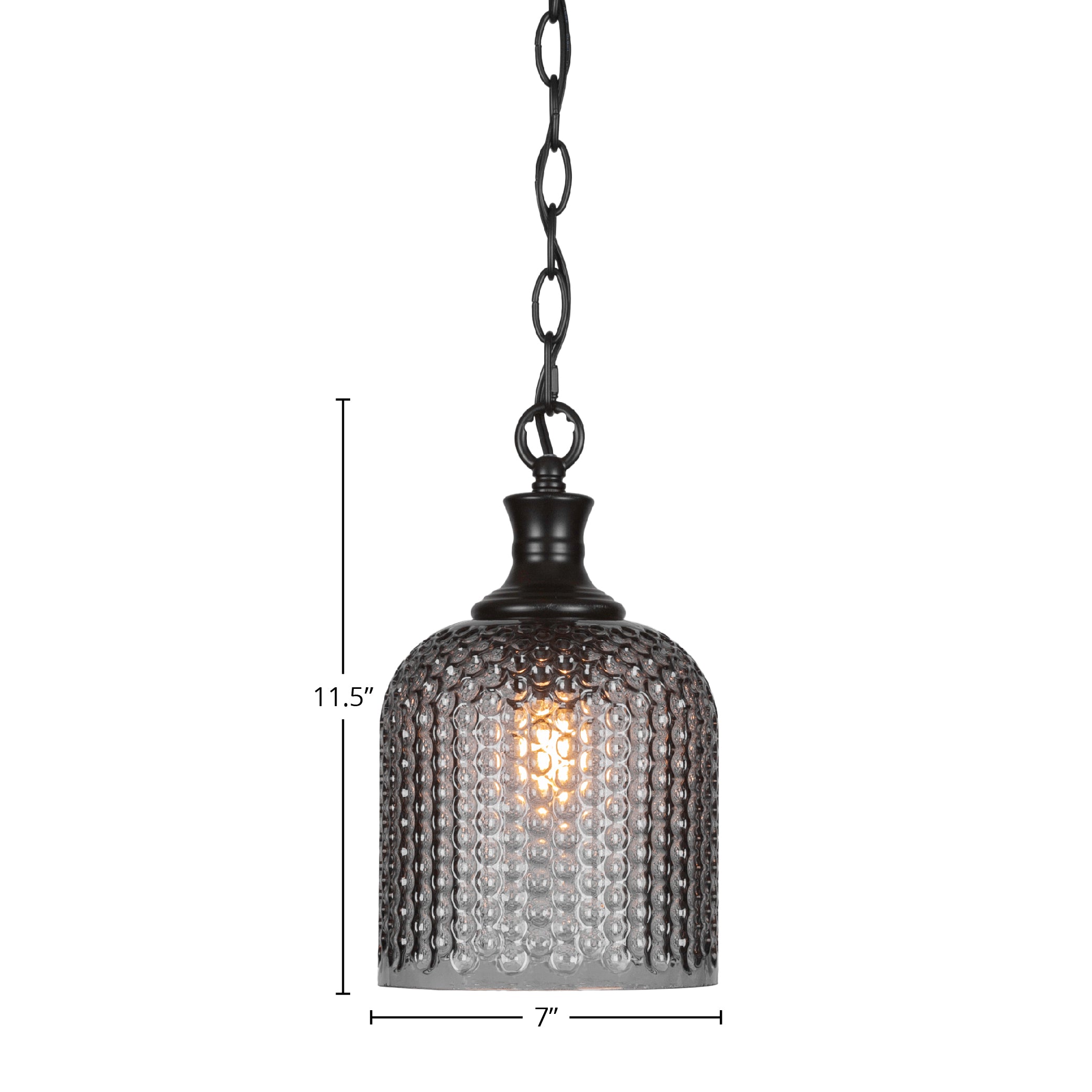 Zola One Light Pendant in Matte Black with 7" Smoke Textured Shade