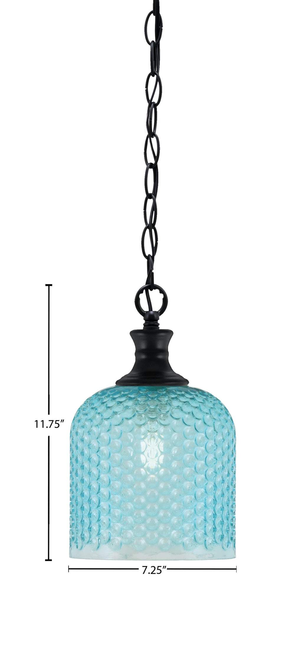 Zola One Light Pendant in Matte Black with 7" Turquoise Textured Shade