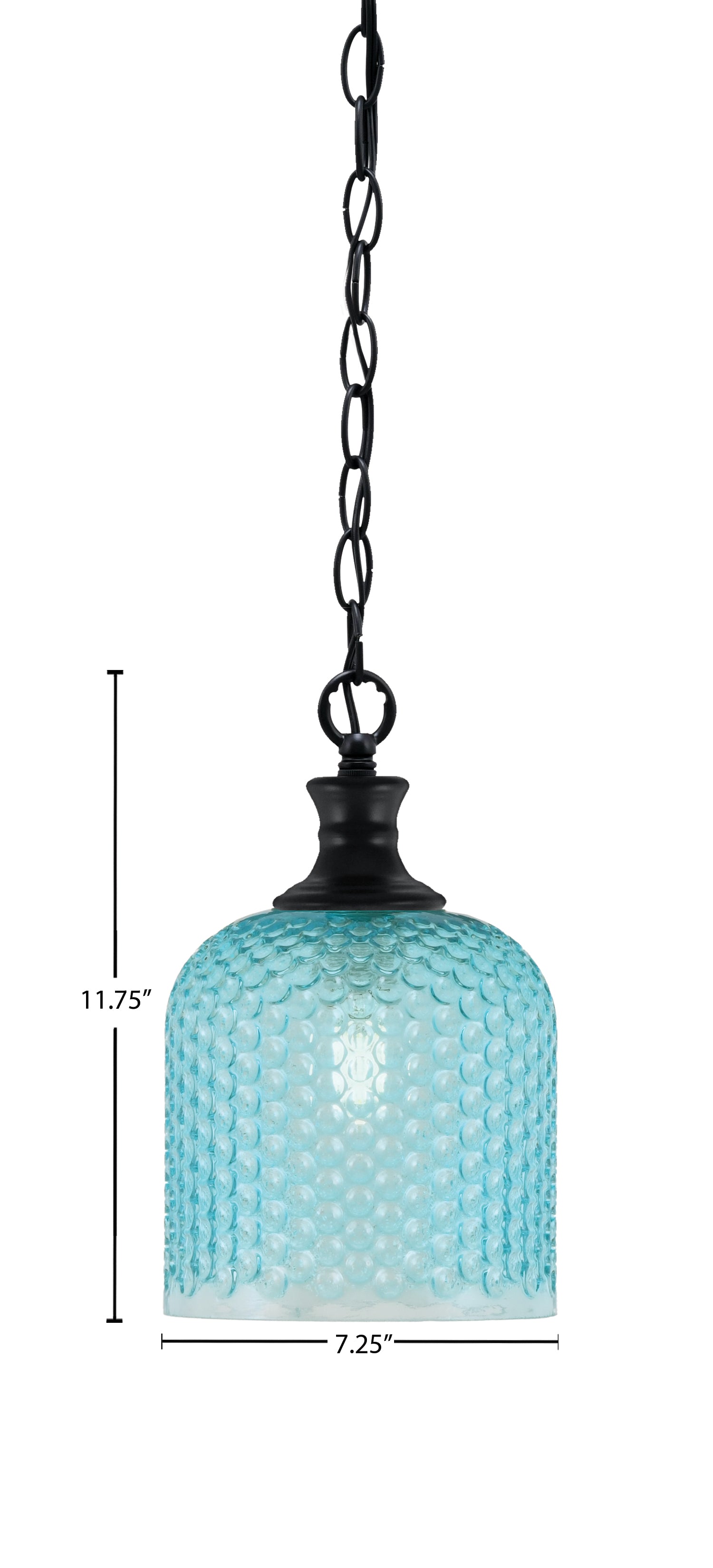 Zola One Light Pendant in Matte Black with 7" Turquoise Textured Shade