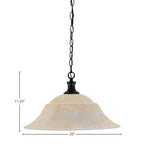 Chain One Light Pendant in Matte Black with 20" Amber Marble Shade