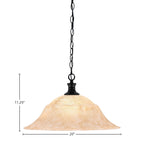 Chain One Light Pendant in Matte Black with 20" Italian Marble Shade