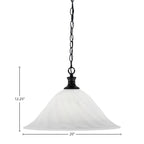 Chain One Light Pendant in Matte Black with 20" White Alabaster Swirl Shade