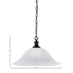 Chain One Light Pendant in Matte Black with 20" White Alabaster Swirl Shade