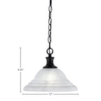 Chain One Light Pendant in Matte Black with 12" White Alabaster Swirl Shade