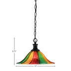 Chain One Light Pendant in Matte Black with 14" Mardi Gras Shade