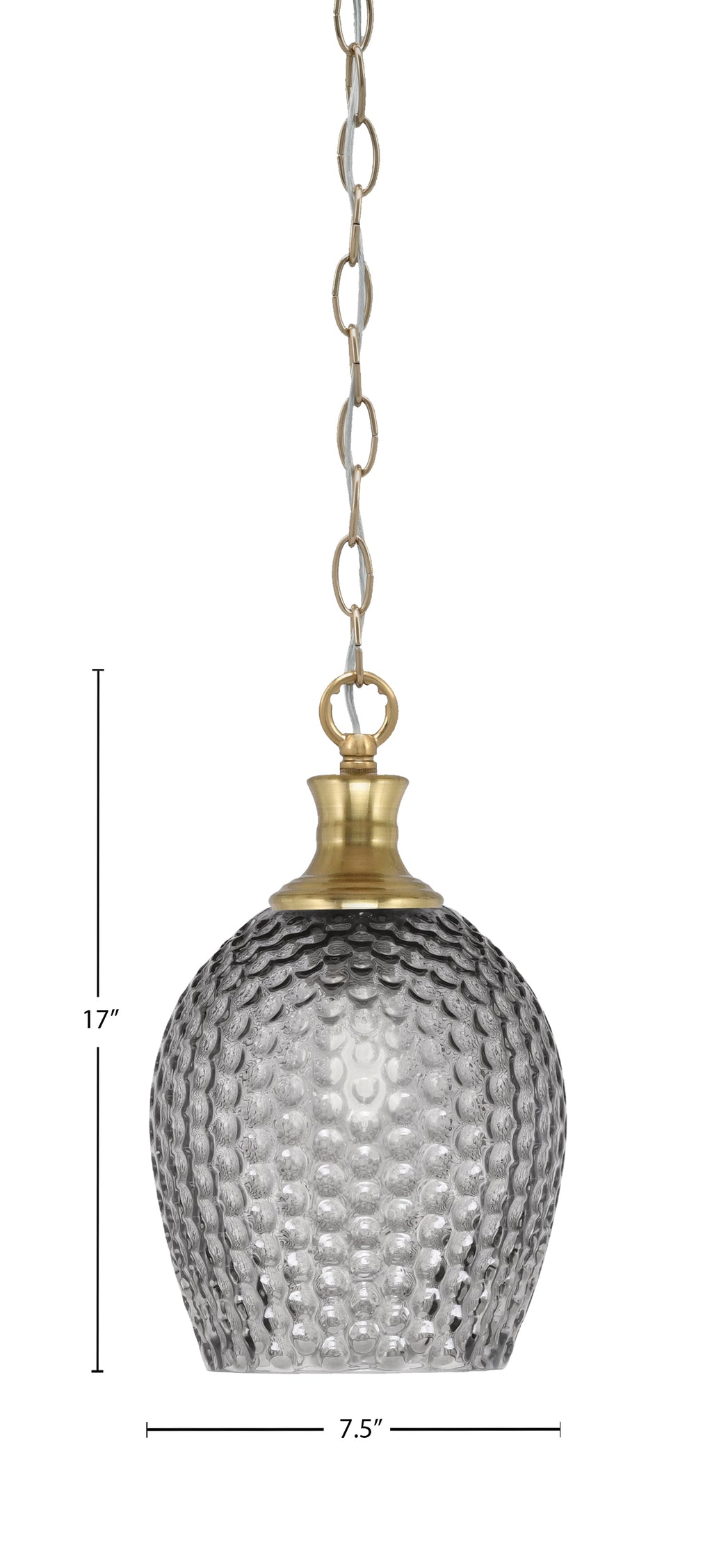 Zola One Light Pendant in New Age Brass with 7.5" Smoke Textured Shade
