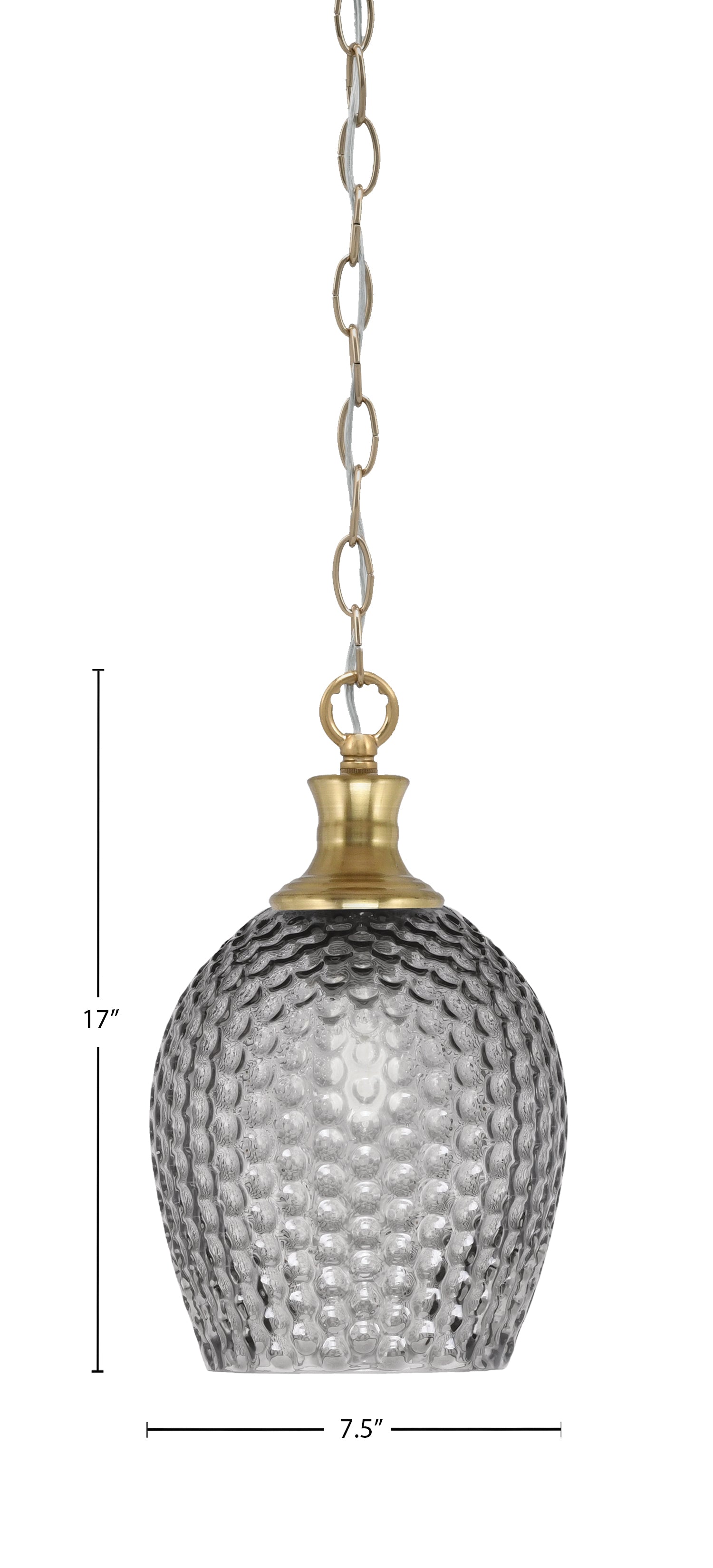 Zola One Light Pendant in New Age Brass with 7.5" Smoke Textured Shade