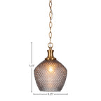 Zola One Light Pendant in New Age Brass with 9" Smoke Textured Shade