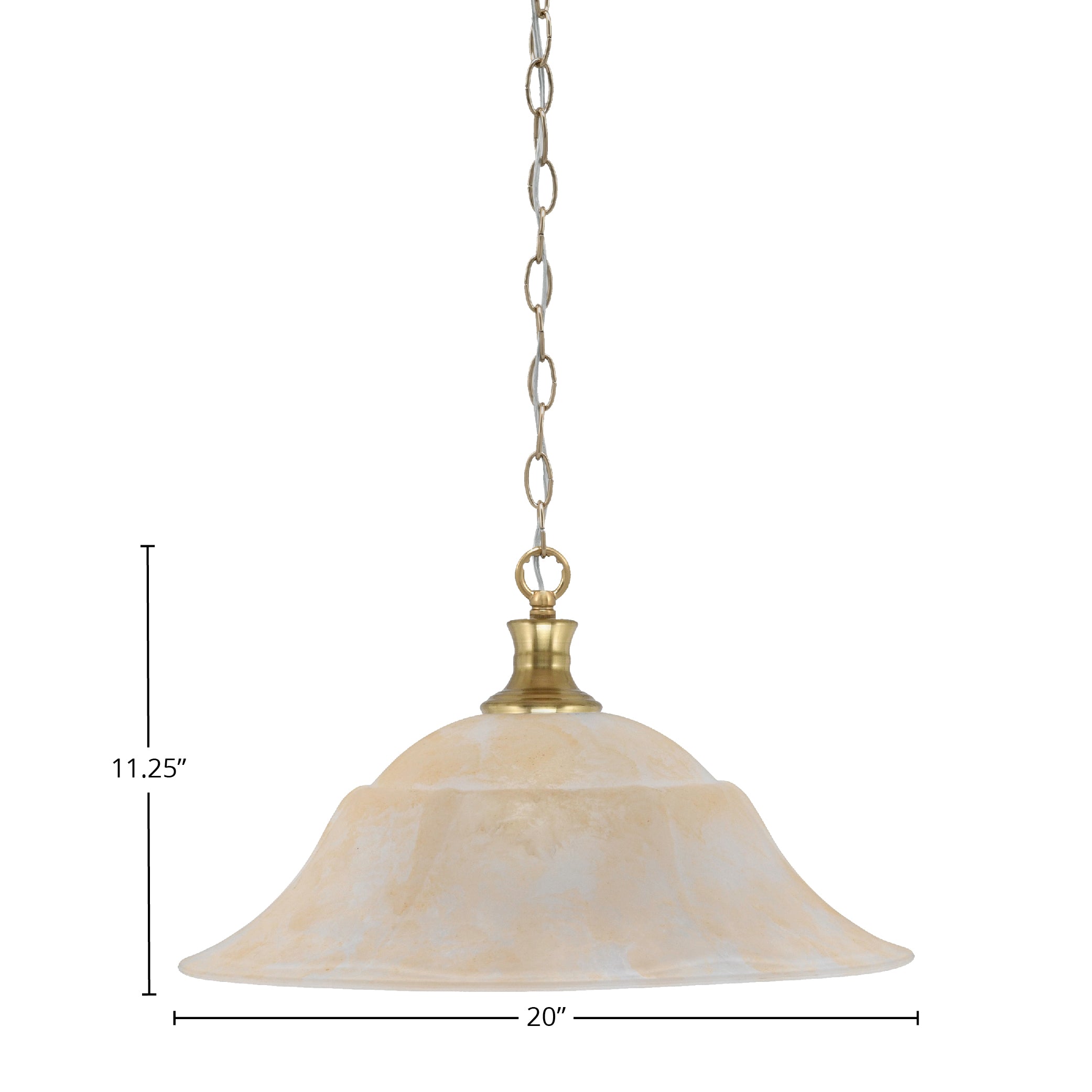 Chain One Light Pendant in New Age Brass with 20" Amber Marble Shade