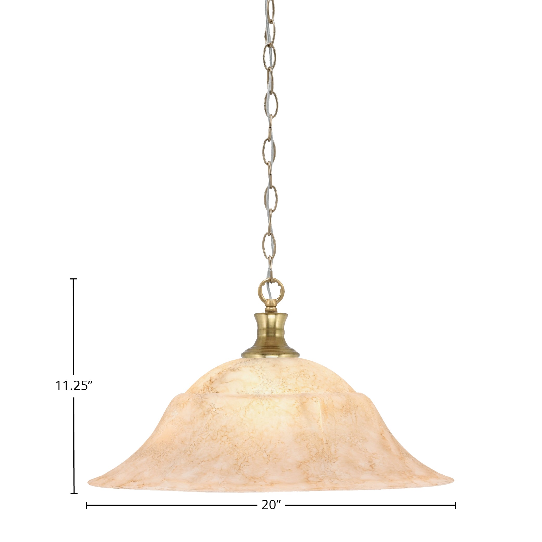 Chain One Light Pendant in New Age Brass with 20" Italian Marble Shade