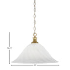 Chain One Light Pendant in New Age Brass with 20" White Alabaster Swirl Shade