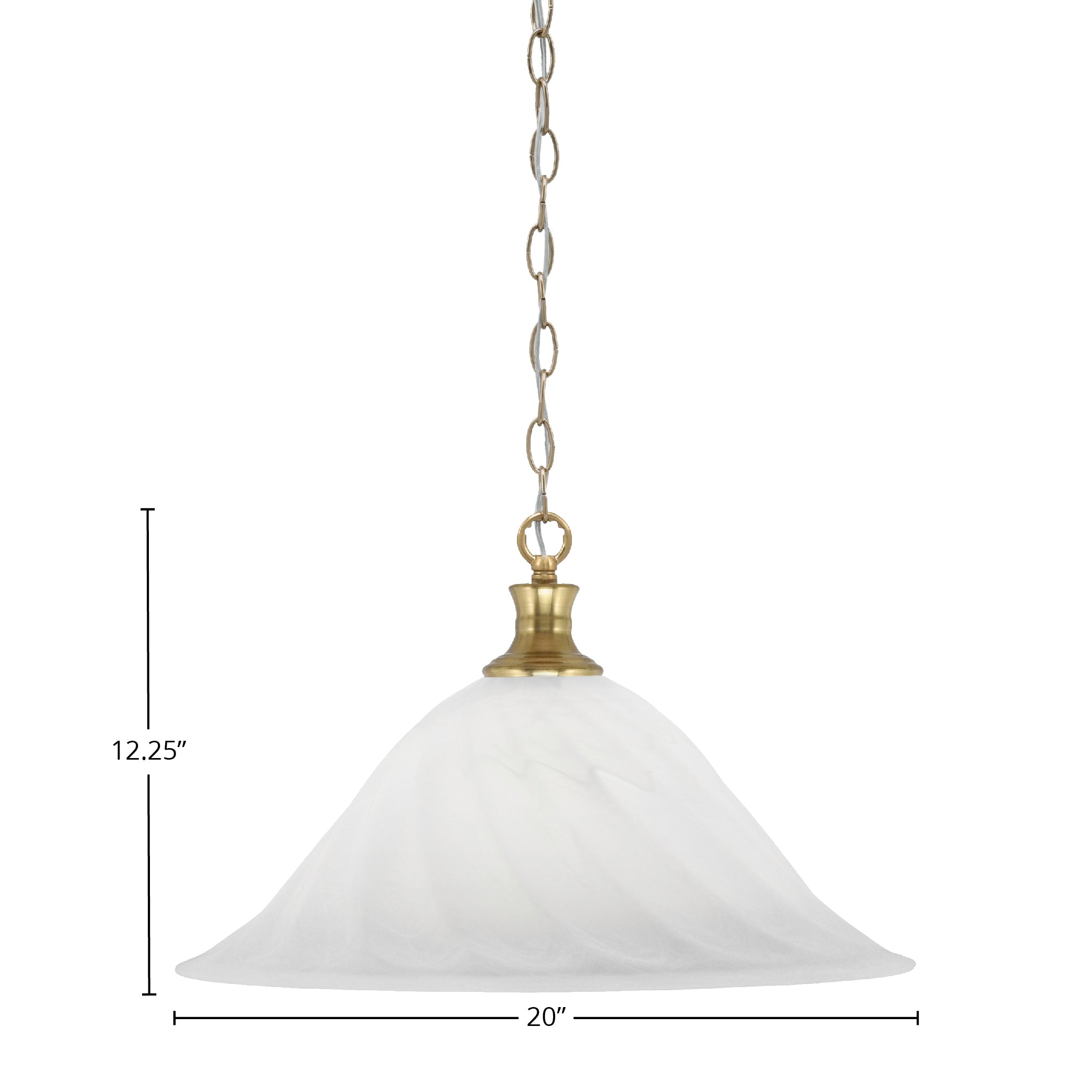 Chain One Light Pendant in New Age Brass with 20" White Alabaster Swirl Shade