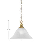 Chain One Light Pendant in New Age Brass with 14" White Alabaster Swirl Shade