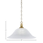 Chain One Light Pendant in New Age Brass with 20" White Alabaster Swirl Shade