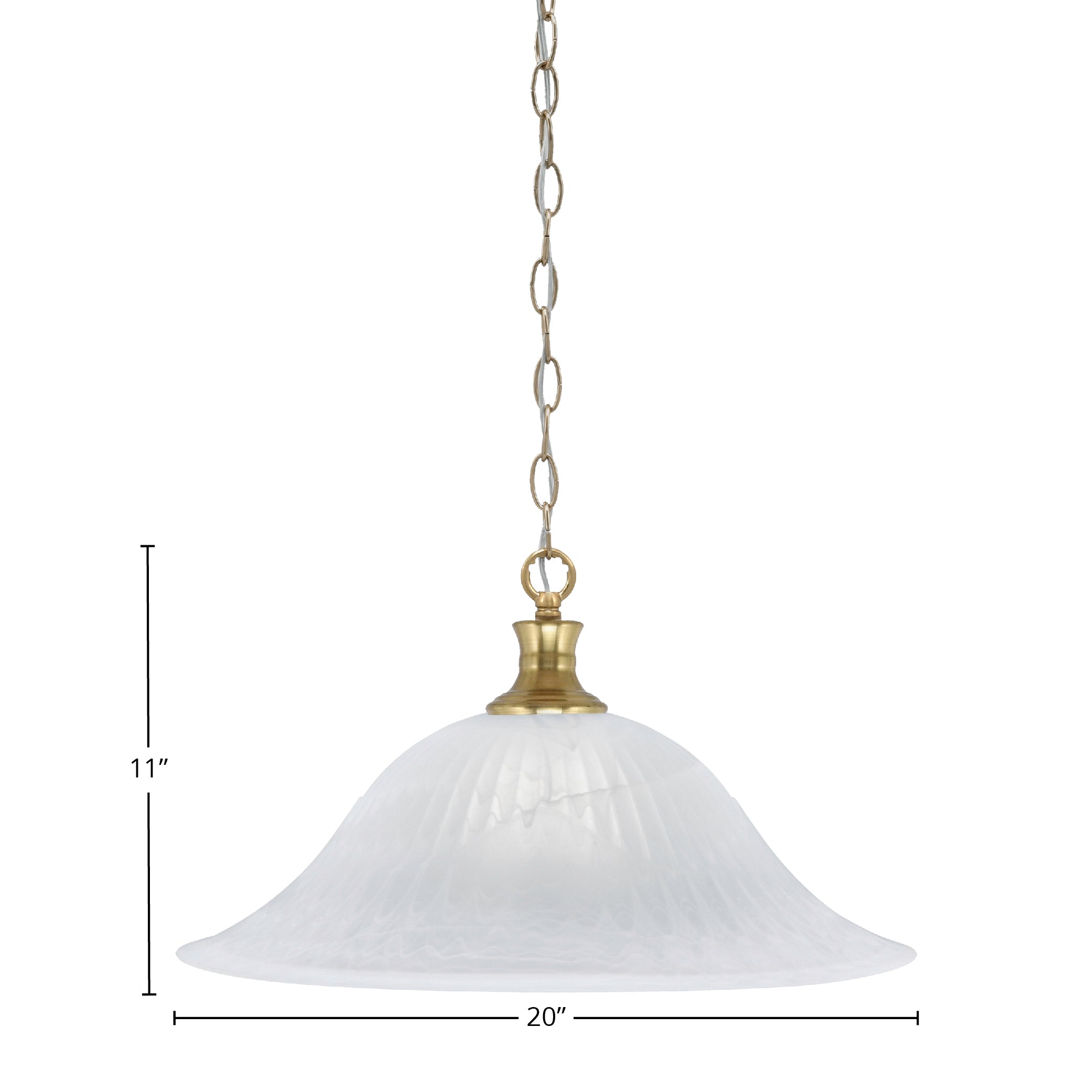 Chain One Light Pendant in New Age Brass with 20" White Alabaster Swirl Shade