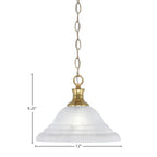 Chain One Light Pendant in New Age Brass with 12" White Alabaster Swirl Shade