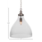 Juno One Light Pendant in Brushed Nickel with 16" Clear Bubble Shade