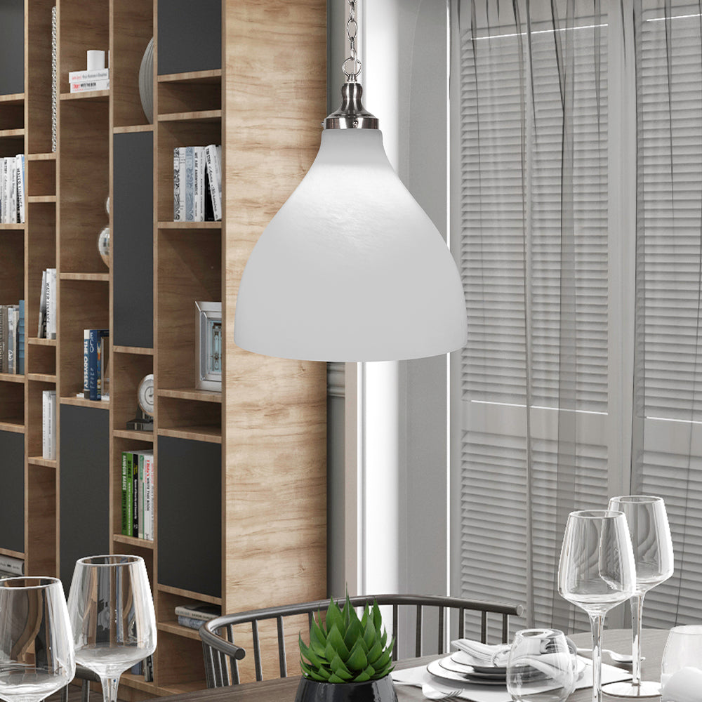 Juno One Light Pendant in Brushed Nickel with 16" White Marble Shade