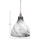 Juno One Light Pendant in Brushed Nickel with 16" Onyx Swirl Shade