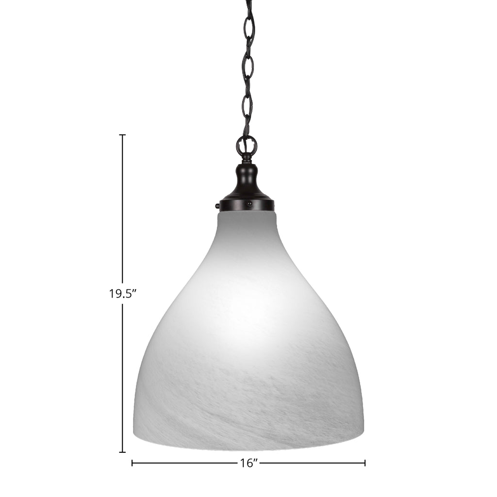 Juno One Light Pendant in Matte Black with 16" Clear Bubble Shade