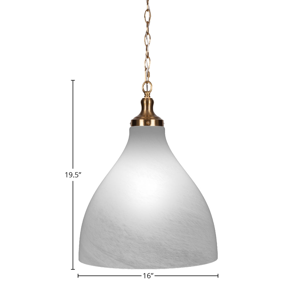 Juno One Light Pendant in New Age Brass with 16" Clear Bubble Shade