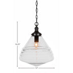 Juno One Light Pendant in Matte Black with 14" Clear Bubble Shade