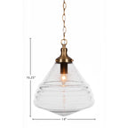 Juno One Light Pendant in New Age Brass with 14" Clear Bubble Shade