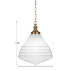 Juno One Light Pendant in New Age Brass with 14" White Marble Shade