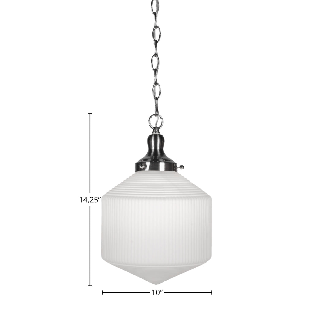 Carina One Light Pendant in Brushed Nickel with 10" Opal Frosted Shade