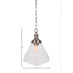 Juno One Light Pendant in Brushed Nickel with 10" Clear Bubble Shade