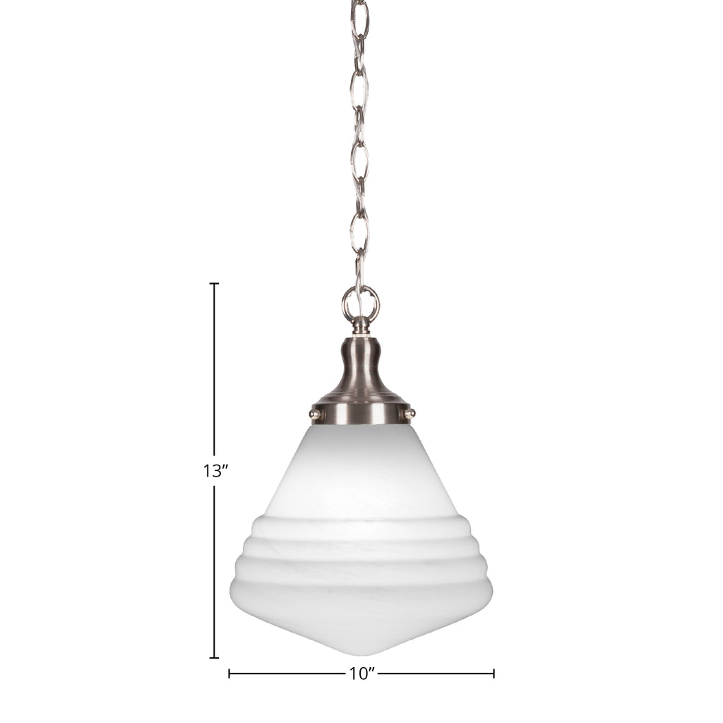 Juno One Light Pendant in Brushed Nickel with 10" White Marble Shade