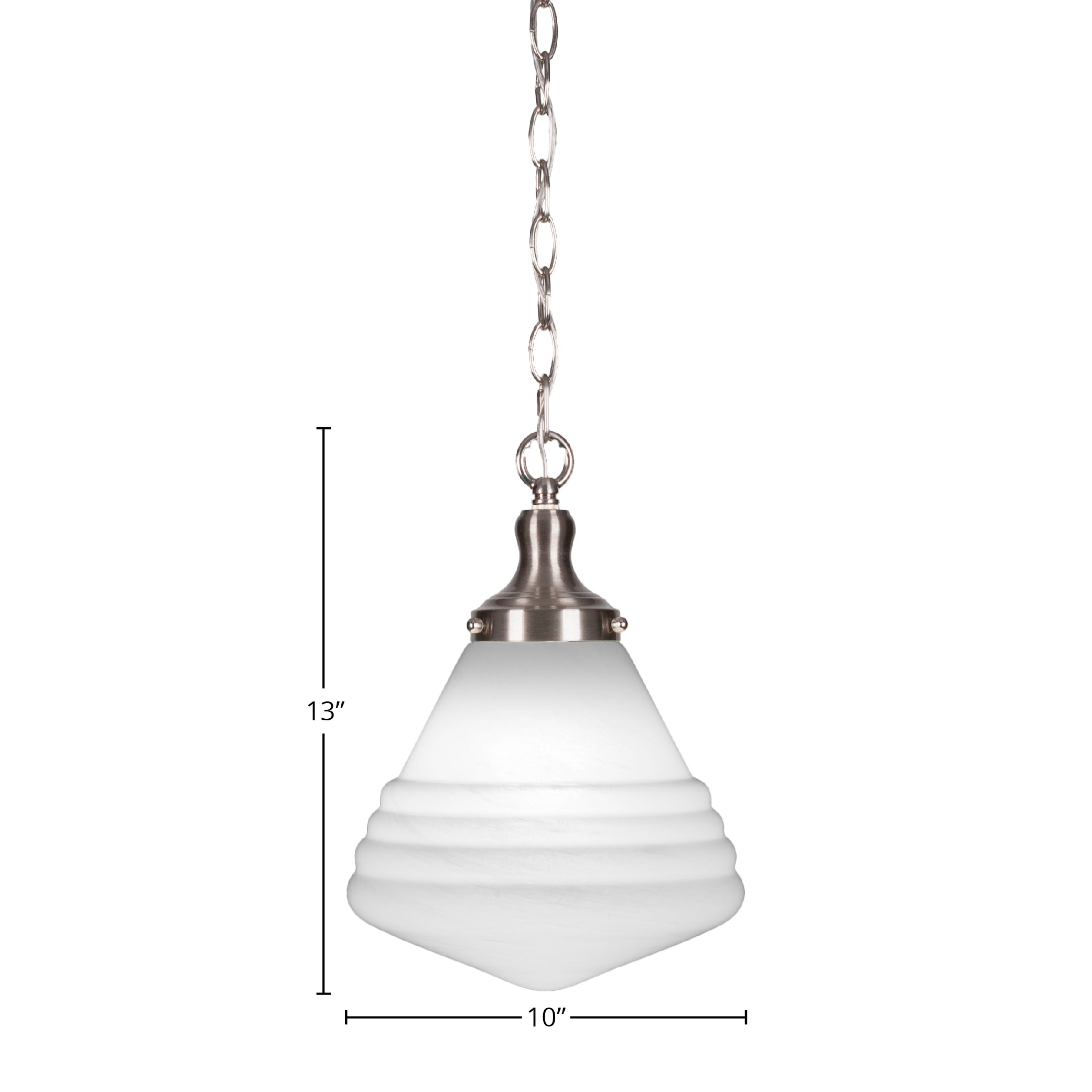 Juno One Light Pendant in Brushed Nickel with 10" White Marble Shade