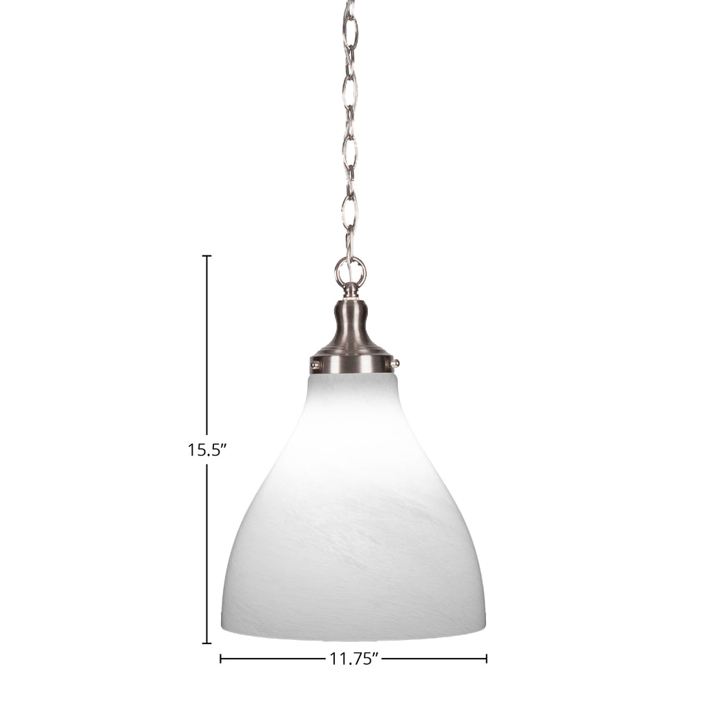 Juno One Light Pendant in Brushed Nickel with 11.75" White Marble Shade