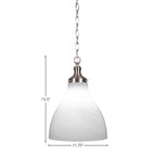 Juno One Light Pendant in Brushed Nickel with 11.75" White Marble Shade