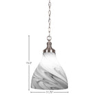 Juno One Light Pendant in Brushed Nickel with 11.75" Onyx Swirl Shade