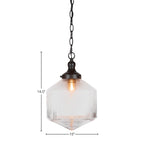 Carina One Light Pendant in Matte Black with 10" Clear Ribbed Shade