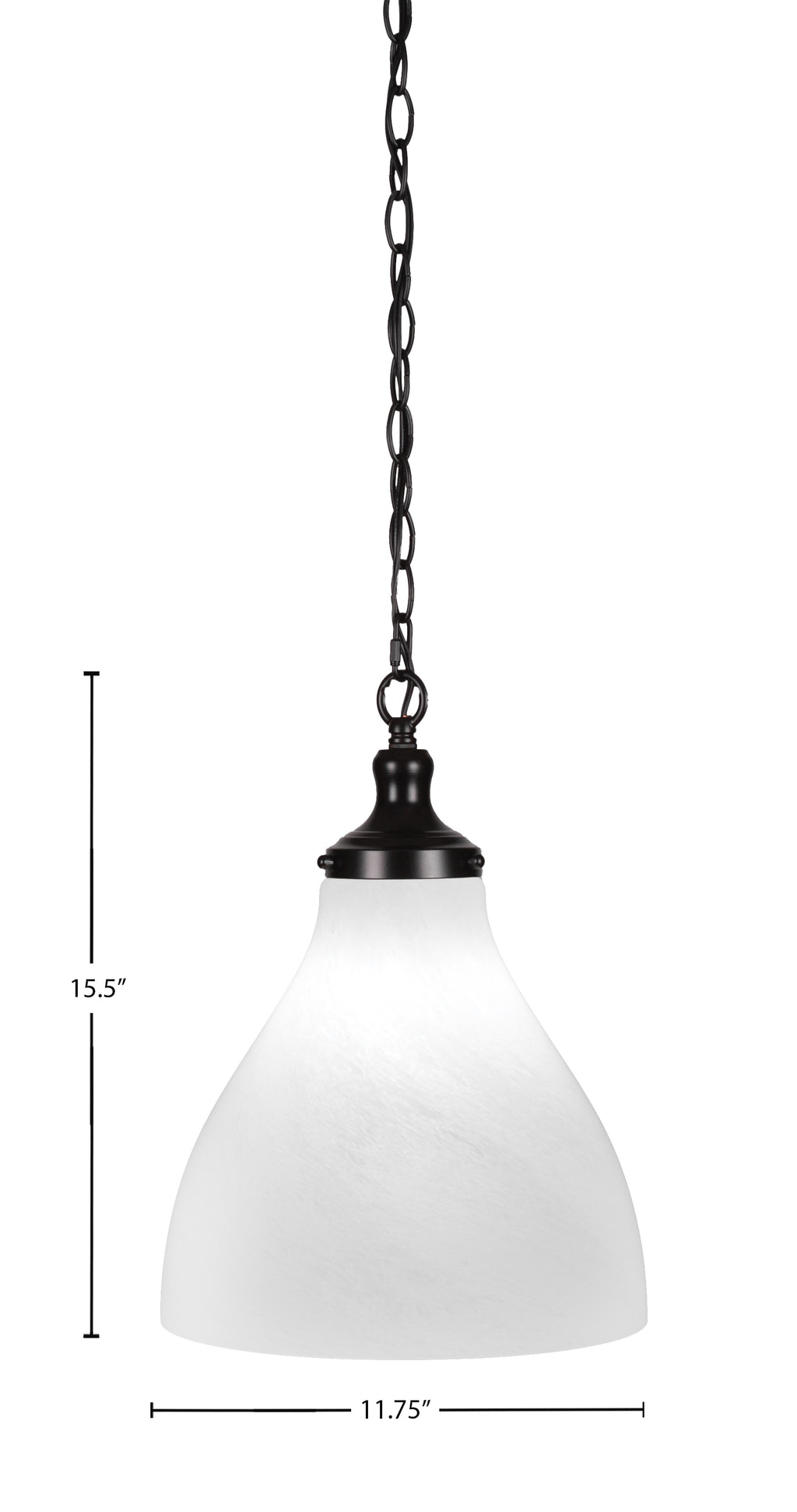 Juno One Light Pendant in Matte Black with 11.75" White Marble Shade