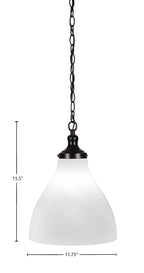 Juno One Light Pendant in Matte Black with 11.75" White Marble Shade