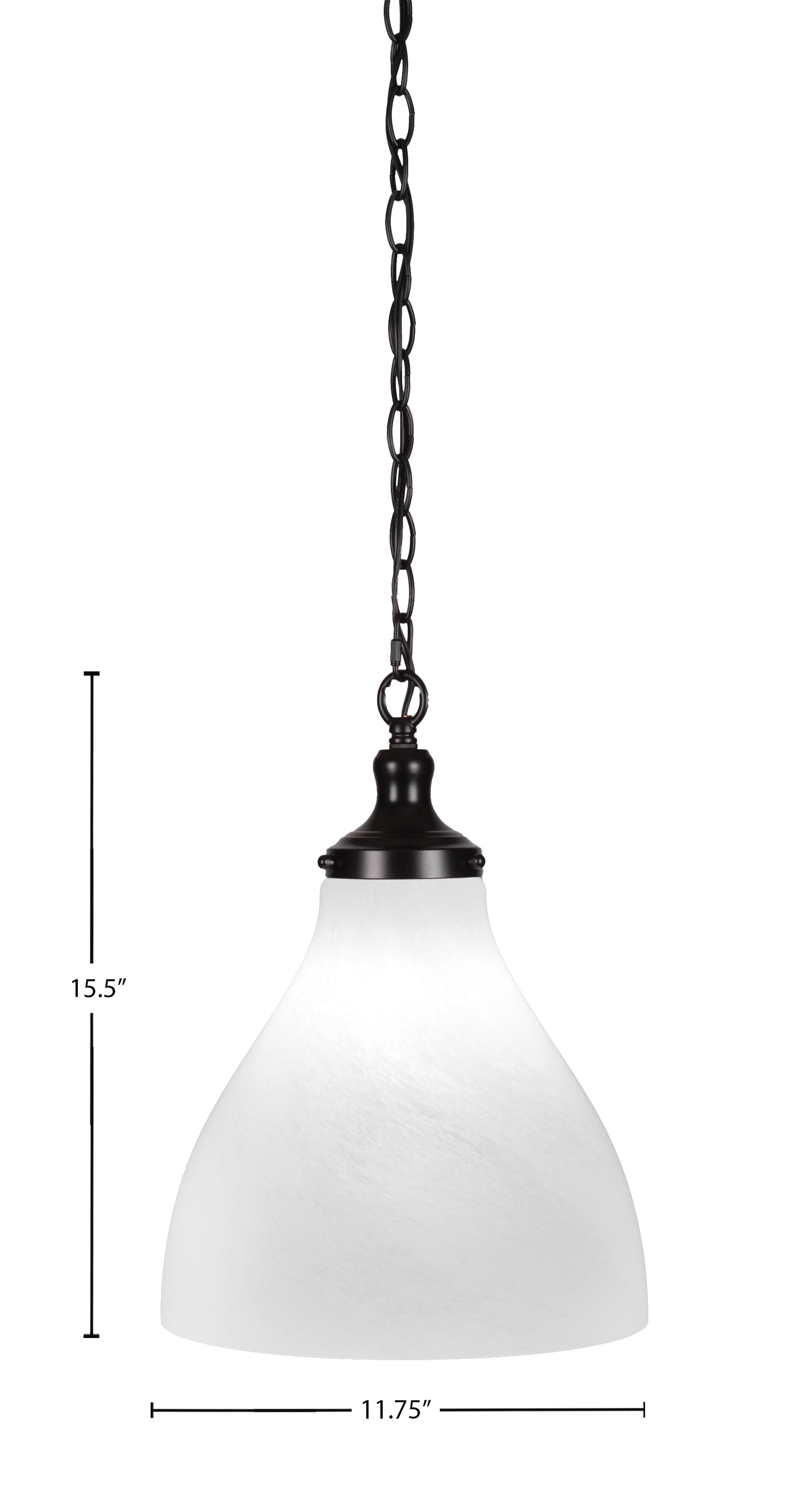 Juno One Light Pendant in Matte Black with 11.75" White Marble Shade
