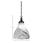 Juno One Light Pendant in Matte Black with 11.75" Onyx Swirl Shade