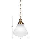Juno One Light Pendant in New Age Brass with 10" White Marble Shade