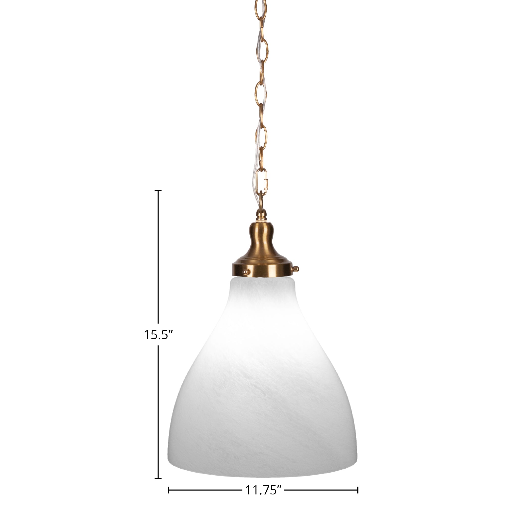 Juno One Light Pendant in New Age Brass with 11.75" White Marble Shade